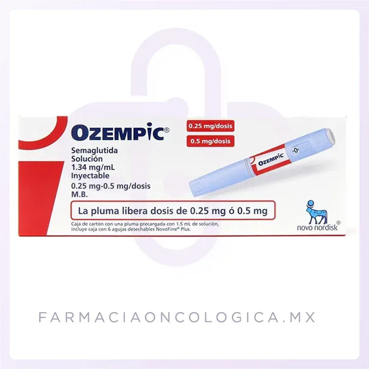 Ozempic Semaglutida 1.34mL 0.25/0.5M caja con una pluma prellenada. Novo Nordisk