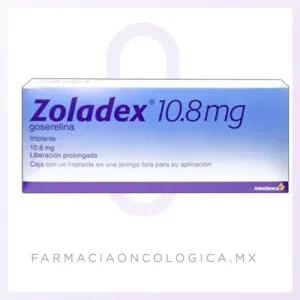 Zoladex 10.8 mg Goserelina contiene 1 implante en una jeringa precargada. AztraZeneca.