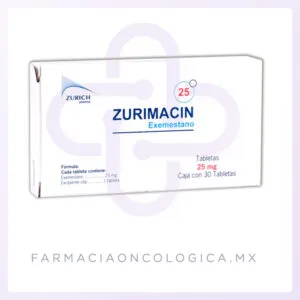 Zurimacin 25mg Exemestano caja con 30 tabletas. Zurich.